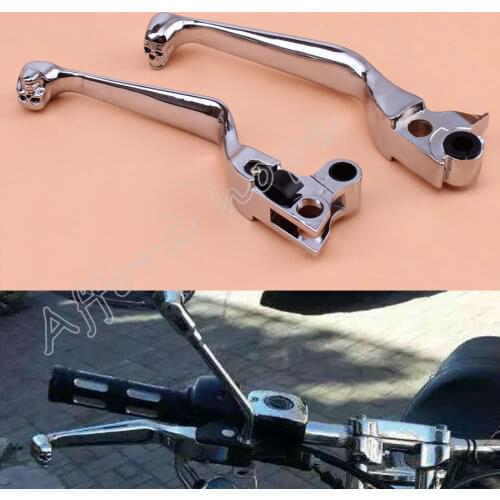 Aluminum Skull Brake Clutch Handlebar Lever Chrome Brake Lever For Harley Davidson Softail XL Sportster 883 AND 1200 FXDWG Dyna