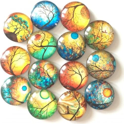 Free shipping (14pcs/lot)Various Tree Crystal Glass fridge magnet Cartoon plant message sticker Kitchen home Decoration