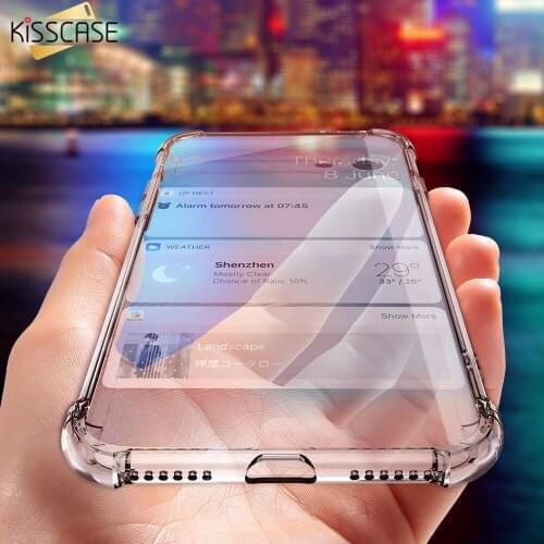 KISSCASE Case For iPhone Xs Max Xr 7 8 Plus Clear Anti-knock Soft Silicone Transparent Case For iPhone 6 6S Plus 5 5S SE Cover