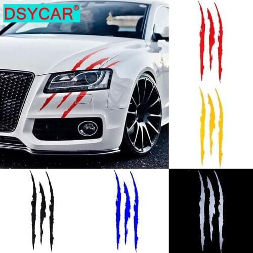 DSYCAR Auto Car Sticker Reflective Monster Claw Marks Scratch Stripe Marks Headlight Decal Dinosaur Raptor Scratches Decor New