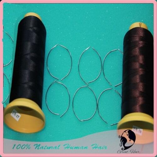 Great Hair 144PCS C Type Needles With 1 Roll Hair Weaving Sewing Thread Polyamide Thread /Hair Extension Tools Free shipping