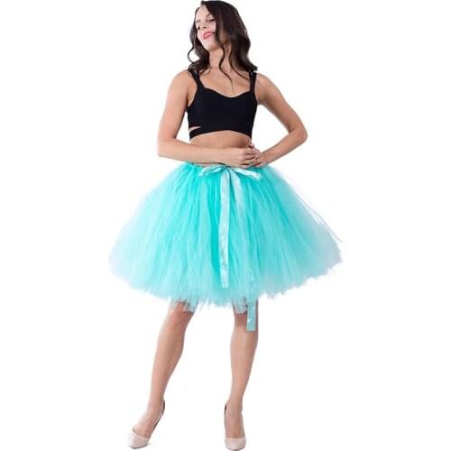 Kephy hande made light blue 50cm long Tulle Skirts women wedding skirts ballet tutus Bridesmaid skirt party skirt lolita style