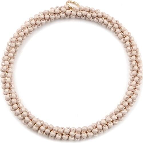 Coffee Gold Iron Based Alloy & Glass Pendants Circle Ring Gold Plated 56mm x 53mm 3 PCs