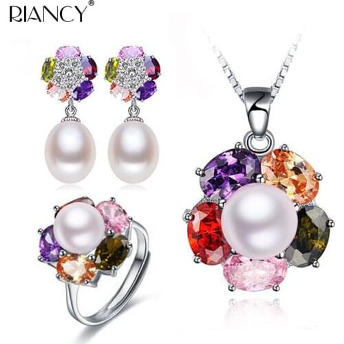 Real natural freshwater pearl necklace earrings sets,925 silver jewelry sets for women,wedding pearl jewelry sets fine gifts