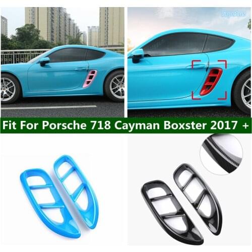 Auto Engine Hood Side Body Intake Vent Cover Trim Pink / Red / Blue / Carbon Fiber For Porsche 718 Cayman Boxster 2017 - 2021