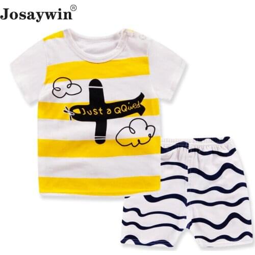 Children Suits Kids Girls Boys Print Cartoon Cotton 2 Pieces Sets Short Sleeve Top+Shorts Newborn Summer Baby Clothes Sets