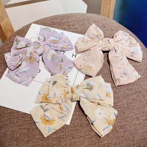 MISANANRYNE 2020 Fashion Print Floral Big Bow Hairpins Girls Lovely Hair Clips For Women Headwear Barrette Hair Accessories Gift
