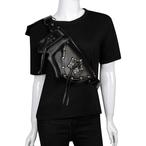 Fashion Men Multifunction Tactics Belt Bag Women Phone Pouch Fanny Pack Steampunk PU Leather Female Waist Pack Heuptas Pochete