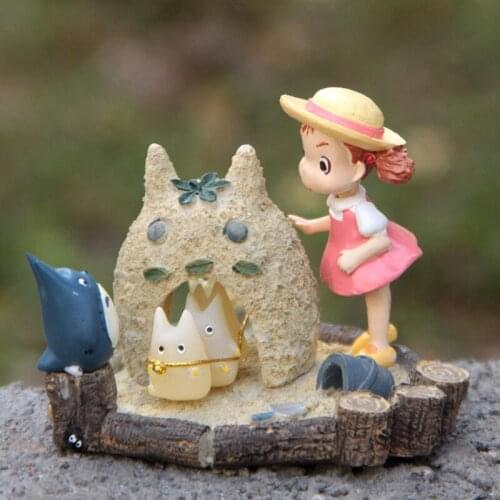 My Neighbor Totoro Kiki Kikis Delivery PVC Cat Action Figure Doll Sandy Beach Mei Fairy Resin Plastic Model