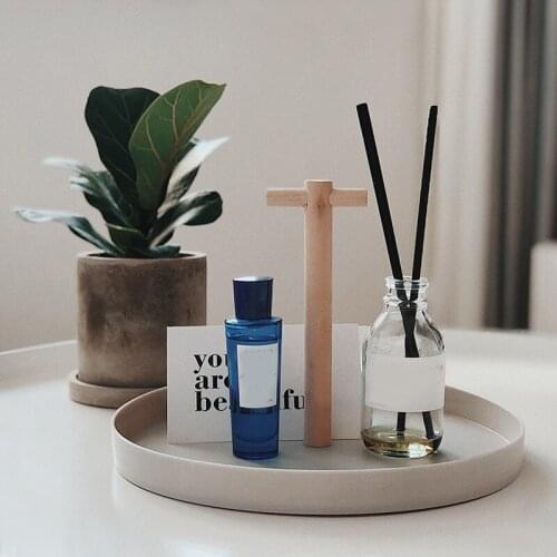 New Nordic Round Desktop Storage Tray with Wood Handle Table Jewelry Storage Tray Sundries Key Snack Organizer Holder Home Decor