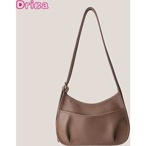 Driga Solid Color Women Handbags 2021 New Messenger Bag Female Crescent Saddle Shoulder Bags Fashion Summer Pu Leather Bags