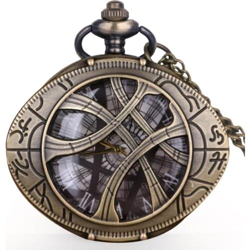 Wholesale Bronze Eye Shape Hunter Quartz Pocket Watch Dragon Eyes Wolf Pocket Watch Necklace Chain Gifts for Mens Womens