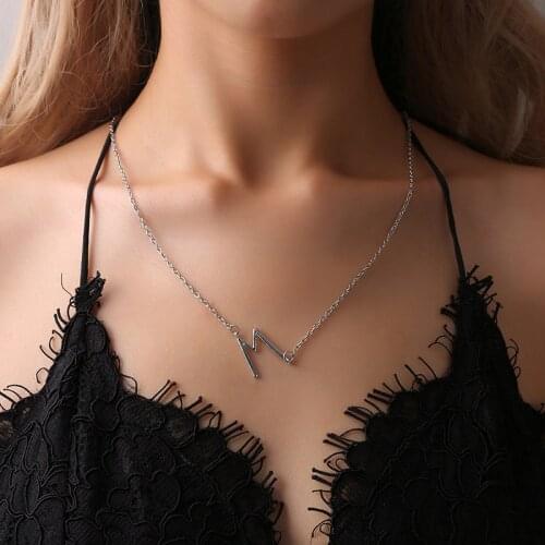 New Alphabet Pendant Necklace Minimalist Silver Color Letter M Initial Necklaces For Women Jewelry Simple Charm Clavicular Chain