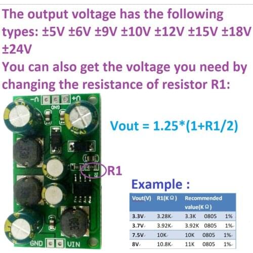 2 in 18W Boost-Buck Dual +- Voltage Board 3-24V to 5V -24V DC/DC Boost-Buck Converter +/- voltage Dual voltage Module