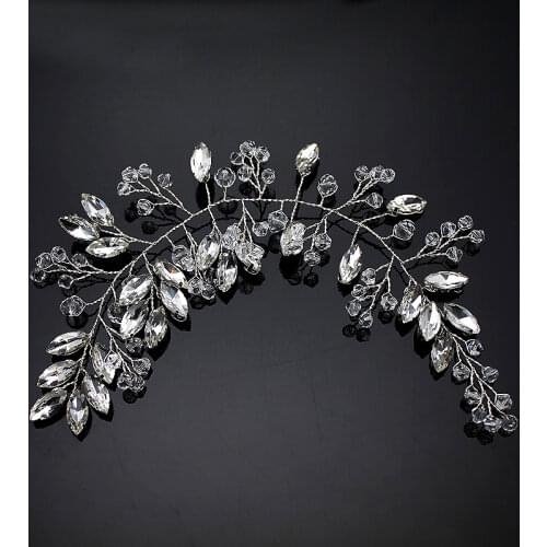 Handmade Beads Crystal Bridal Hair Flower Rhinestone Headband Prom Headdress Women Headpieces For Girls Wedding Hair Accessories