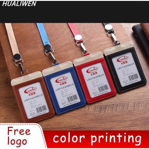 Work ID Card Holder, Leather Card Holder, Factory Badge, Work Card Sling, Bus Lanyard, ID Cover Customized Access Control, Stude