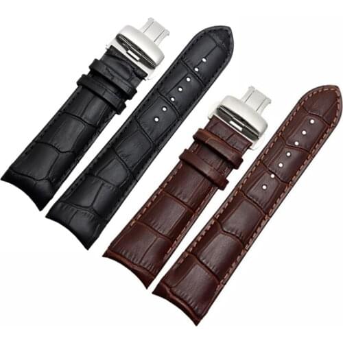 Handmade Genuine Leather Curved End Watchband For Tissot T035 Watch Band Strap Steel Buckle Wrist Bracelet 22mm 23mm 24mm