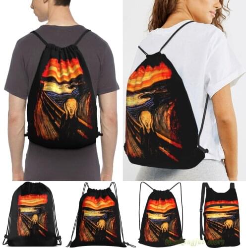 The Scream By Edvard Munch Goth Painting Art Artist Gift Men Travel Sports Gym Bag Women Drawstring Bags Sackpack Backpack