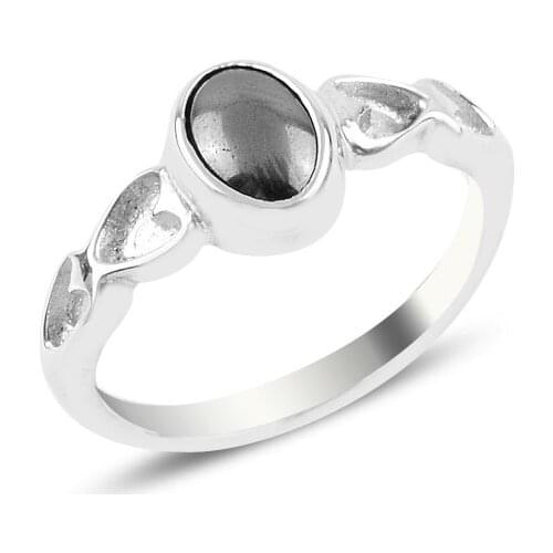 Silverlina Silver Hematite Engagement Ring