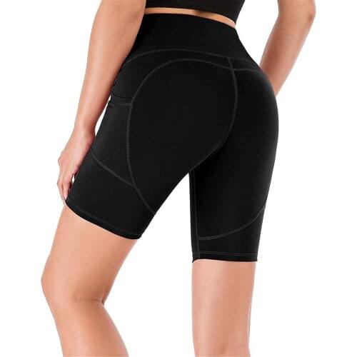 Women Solid Color Sport Shorts With Pocket Stretchy Slim Fit High Waist Short Pants For Summer Comfortable S / M/ L / XL / XXL