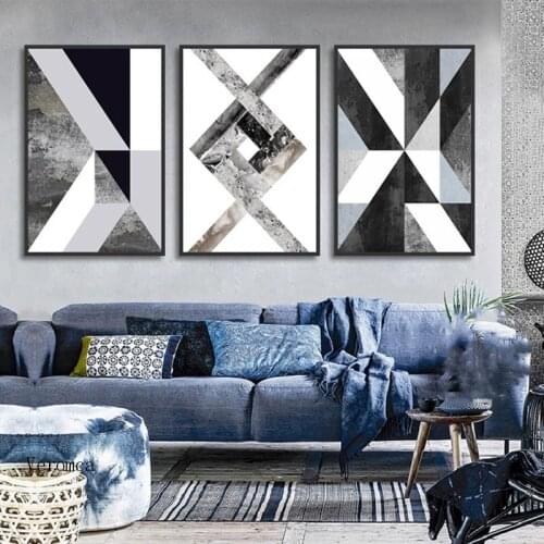 Nordic Posters Abstract Geometric Canvas Painting and Prints Black and White Wall Art Picture for Living Room Decor No Frame