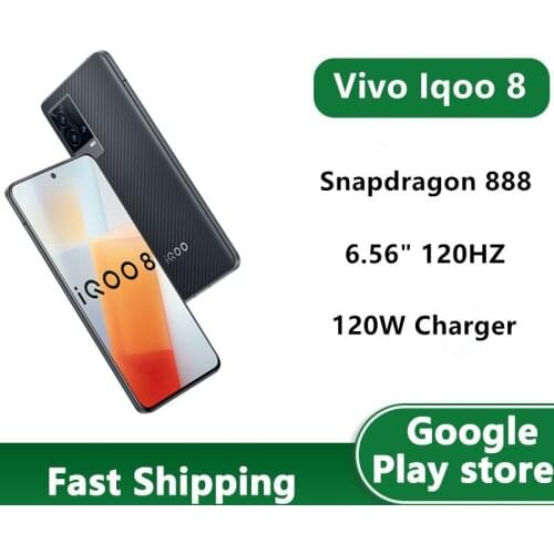 In Stock Vivo Iqoo 8 Smart Phone 48.0MP+16.0MP+13.0MP+13.0MP 120W Charger 6.56" 120HZ Full Screen Snapdragon 888 Android 11.0