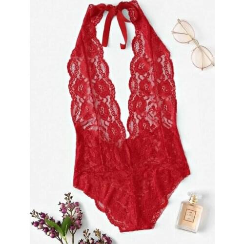 Sexy 3 Colors Lingerie One Piece Women Lace Bra Set Deep V Hot Erotic Sexy French Underwear Open Bra Transparent Lingerie