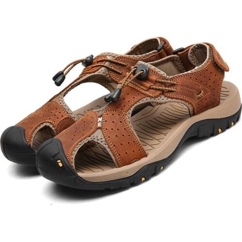 Comfort shoe rubber slippers large s beach mens breathable sandals leather toe footwear praia male white italian dress walking