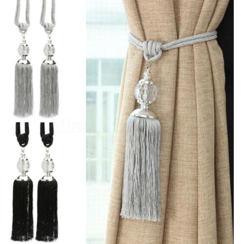 2 Pcs/Lot Rope Curtain Tiebacks Curtain Tassels Fringe Tie Backs Holdbacks Window Drapes Crystal Ball Decor Curtain Supplies