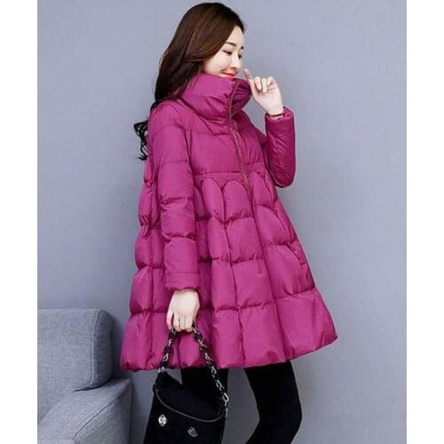 High Quality Womens Down Cotton Coat 2020 Winter Jackets Stand Collar Zipper Cloak Jacket Cotton Padded Jackets Overcoat A445