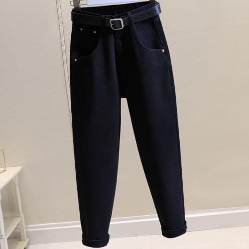 Woman Jeans Pants Black Loose Autumn Winter High Waist Pants Pantalones Vaqueros Mujer
