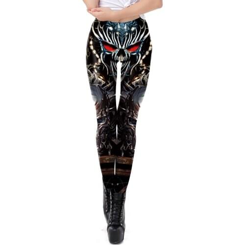 [You're My Secret] Summer Womens Plus Leggings Devil Skull Cartoon Trousers Tight High Waist Casual Ankle-Length Pants Legging