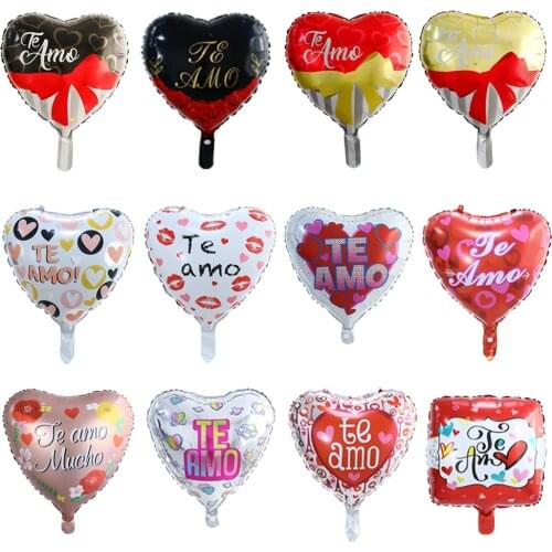 10pcs 18inch TE AMO Spanish I love you Foil Balloons Heart Shape Helium Air Globos Valentines Day Wedding Decoration Supplies