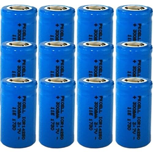 12pcs PKCELL 1/2 AA Size ICR14250 Li-ion Lithium Rechargeable Batteries 300mAh 3.7V