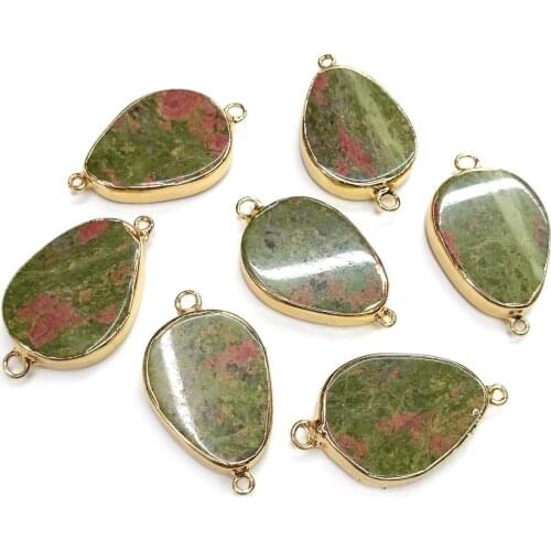 2020 Natural Stone Unakite Pendants Charms Connector Pendant Making for Jewelry DIY Accessories Fit Necklaces Size 24x40mm