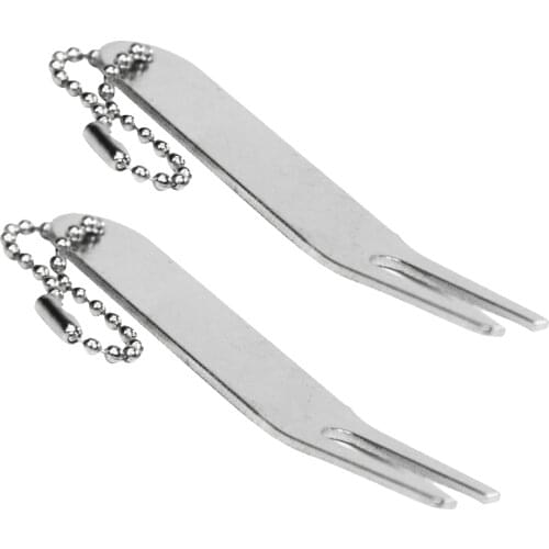 2x Zinc Golf Divot Tool Putting Green Golfer Prongs Club Accessories Silver