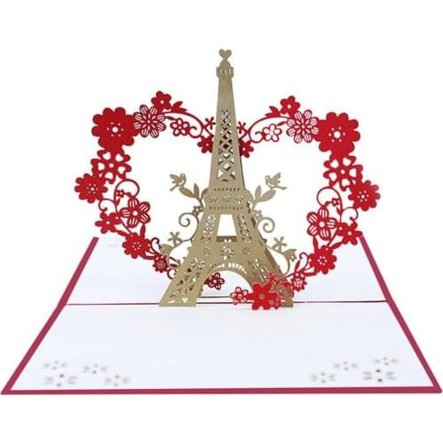 3D Pop Up Tower Flower Paper Greeting Cards Postcard Festival Birthday Gift 3D Pop Up Tower Flower Pattern Handmade Greeting Car
