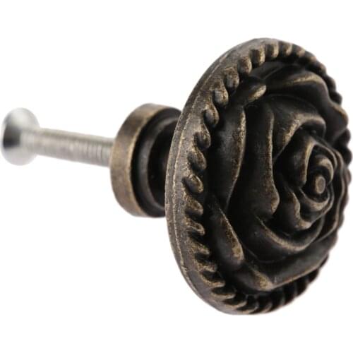 Antique Furniture Handle Cabinet Knobs and Handles Rose Flower Kitchen Knobs Drawer Cupboard Pull Handles Furniture Fittings