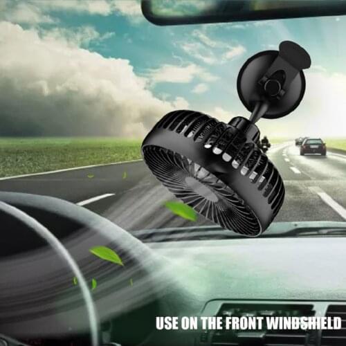 New 5.5 Inch Car Fan 12V24V Universal Suction Cup Single Head Large Wind Three Speed Control USB Car Fan