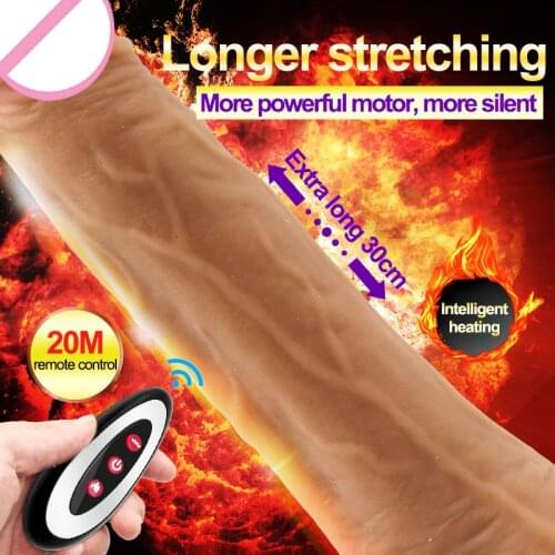 Wireless Remote Control Intelligent Heating Telescopic Swing Vibration Penis Liquid Silicone Simulation Masturbator For Female