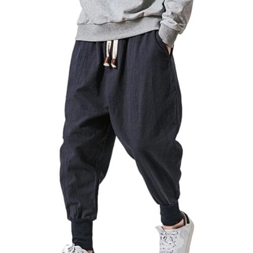 Fashion Casual Men Harem Pants Baggy Drawstring Men Drop-crotch Pockets Loose Trousers Oversize pantalones hombre штаны мужские