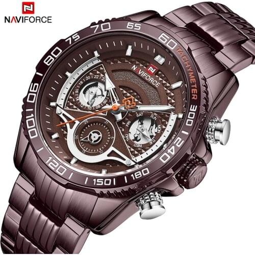 2021NAVIFORCE Top Luxury Brand New Men Coffee Color Watches Fashion Quartz Man Wristwatch Military Sport Waterproof Male Clock R