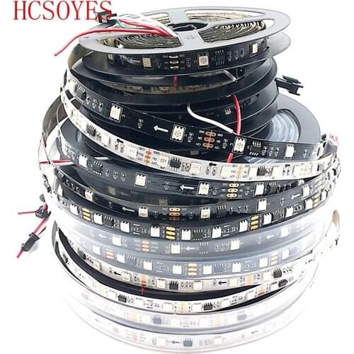 DC12V WS2811 1m/5m 30/60leds/m 5050 SMD RGB Smart Pixel Led Strip Addressable WS2811IC Black/White PCB