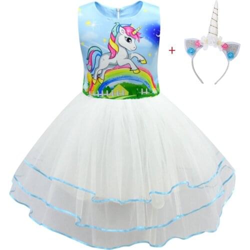 Unicorn Dresses Girl Party Dress for Girl Toddler Birthday Dress Fashion Cute Princess kids Dress child Clothing 3 5 6 7 8 9 10Y