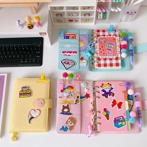 Pink diary girls heart loose-leaf notebook A6 girls gift portable notebook simple plan book gift peripheral toy stickers