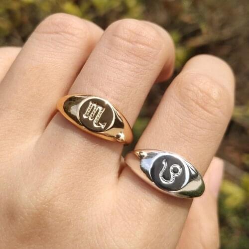 Fashion 12 Constellation Round Rings For Women Stainless Steel Gold Silver Color Zodiac Sign Finger Engraved Ring Jewelry Gift
