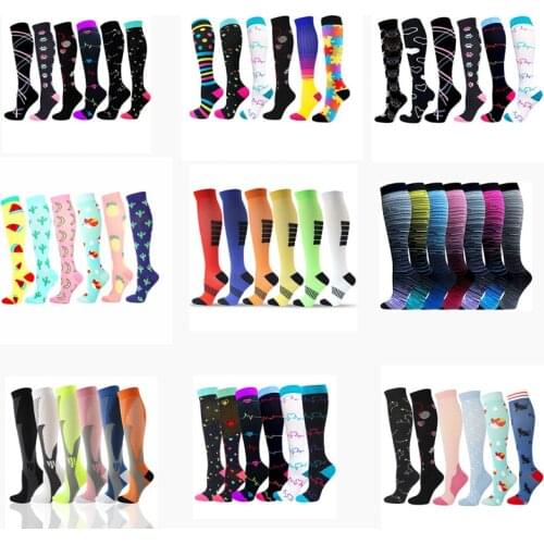 Compression Stockings 6 Pairs/Lot Varicose Veins Edema Diabete Men Women Sports Socks Soccer Outdoor Running Pressure Stockings