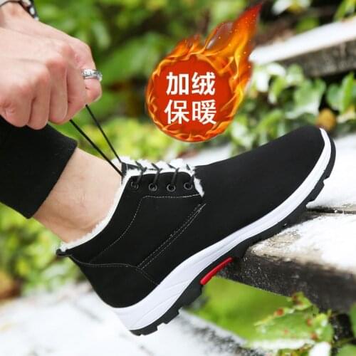 Nice Winter Sports Shoes Mens Plush Thermal Large Cotton Shoes Thick Sole Anti Slip Board Shoes Outdoor Snow Boots Size 39-44