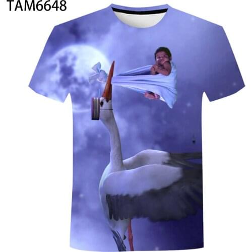 2021 new summer cool men and women original stork anime T-shirt 3D printing childrens top fashion casual lazy short sleeve