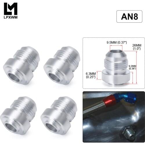 LPXWM- 4PCS/PACK Top Quality Aluminum AN8-AN Straight Male Weld Fitting Adapter Weld Bung Nitrous Hose Fitting Silver